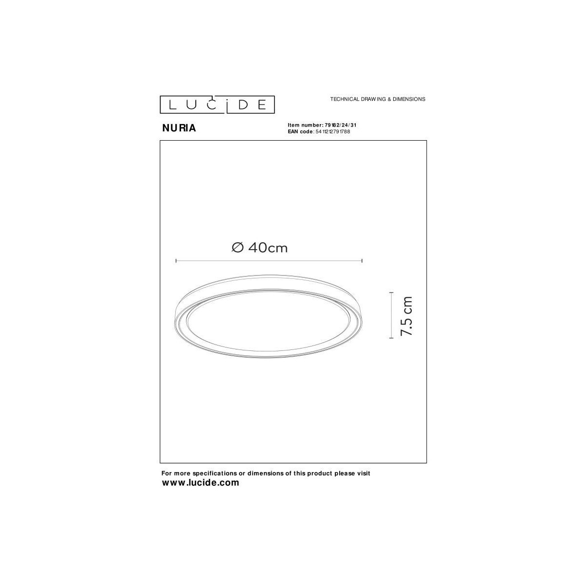 Lucide 79182/24/31 NURIA - Lampa sufitowa wpuszczana - 40 cm - LED 3 StepDim - 1x24W 2700K - Biała