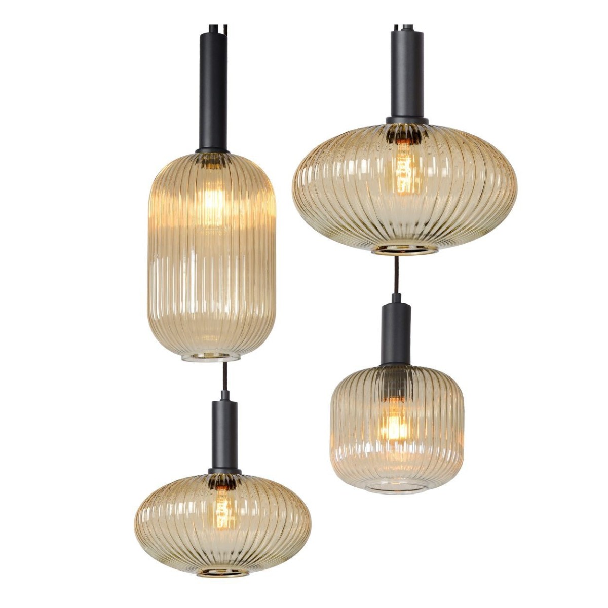 Lucide 45386/07/62 MALOTO - Lampa wisząca - 7xE27 - Bursztynowa