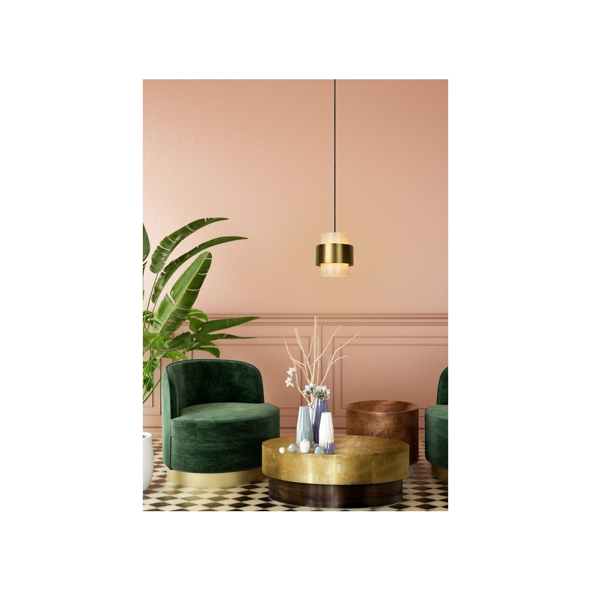 Lucide 45497/20/02 FIRMIN - Lampa wisząca - 20 cm - 1xE27 - Matowe złoto - Mosiądz