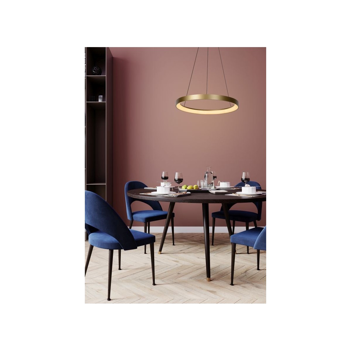 Lucide 46403/48/02 VIDAL - Lampa wisząca - 58 cm - Ściemniacz LED - 1x48W 2700K - Matowe złoto - Mosiądz