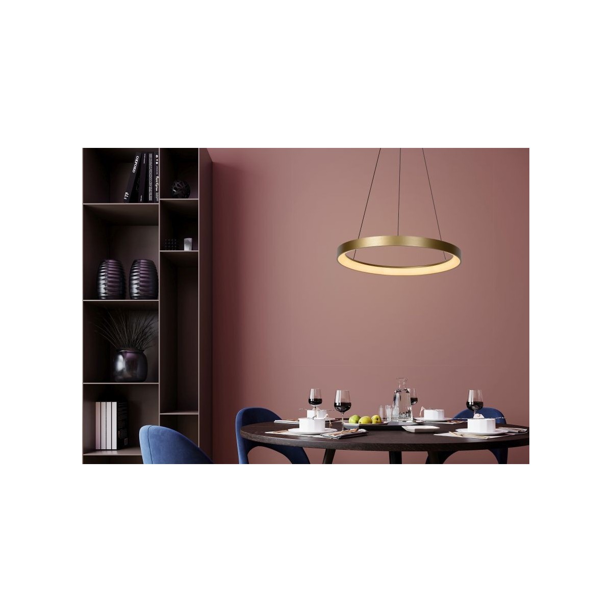 Lucide 46403/48/02 VIDAL - Lampa wisząca - 58 cm - Ściemniacz LED - 1x48W 2700K - Matowe złoto - Mosiądz