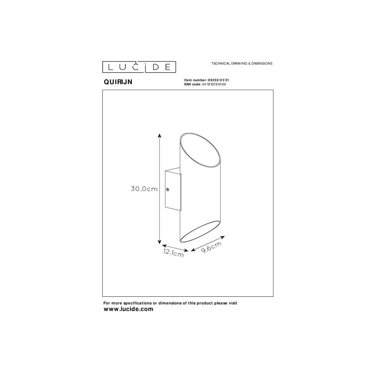 Lucide 09233/01/31 QUIRIJN - Kinkiet - 10 cm - 1xG9 - Biały