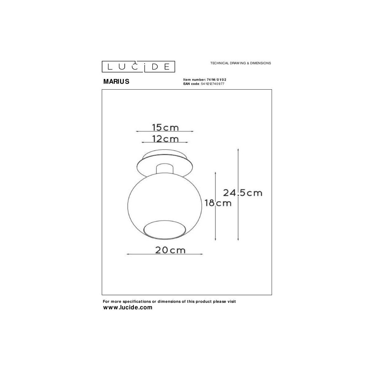 Lucide 74114/01/02 MARIUS - Lampa sufitowa wpuszczana - 1xE27 - Matowe złoto - Mosiądz