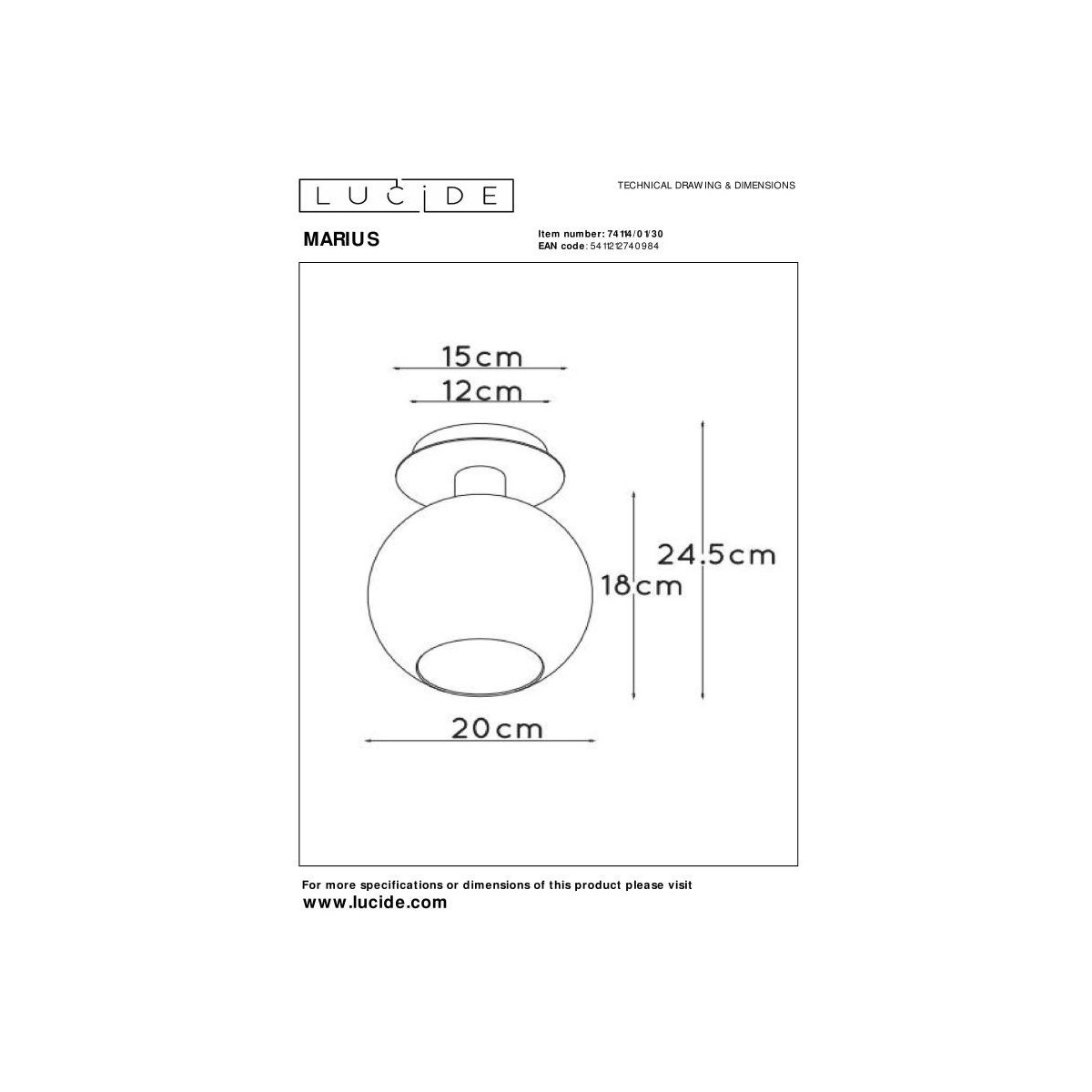 Lucide 74114/01/30 MARIUS - Lampa sufitowa wpuszczana - 1xE27 - Czarny