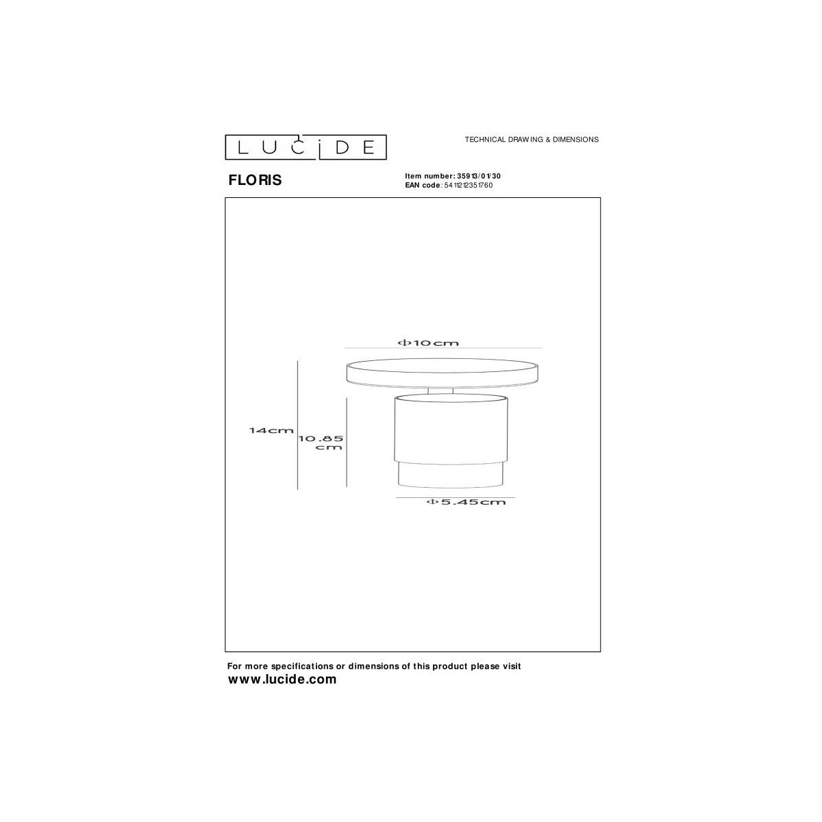 Lucide 35913/01/30 FLORIS - Reflektor sufitowy - 10 cm - 1xGU10 - Czarny