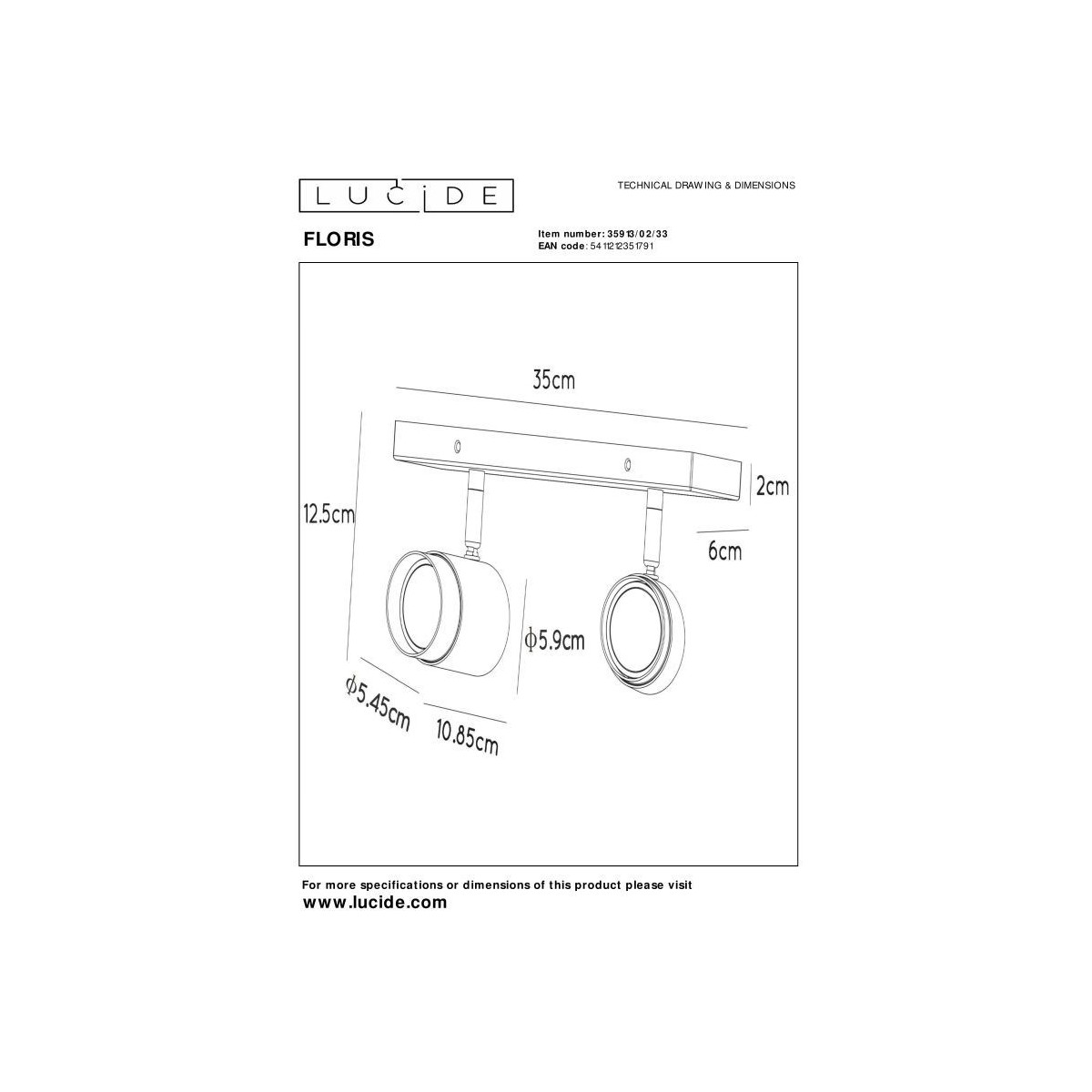 Lucide 35913/02/33 FLORIS - Reflektor sufitowy - 2xGU10 - Zielony
