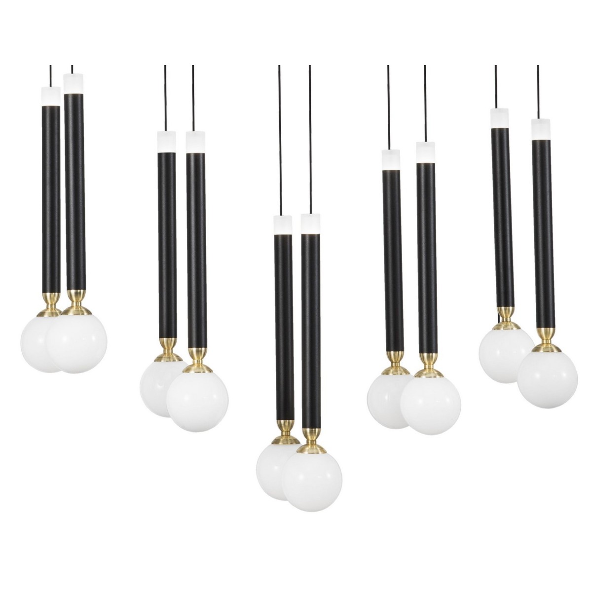 Niepowtarzalna lampa Luces Exclusivas UNION LE41812 - kolor lampy - czarny/mosiądz/opal, materiał - szkło/akryl/aluminiu