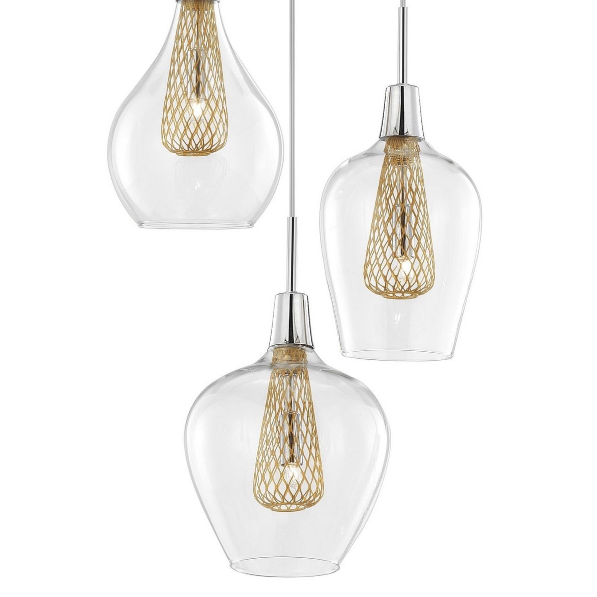 Niepowtarzalna lampa Luces Exclusivas ZARZA LE41842 - kolor lampy - złoty, materiał - chrom/szkło