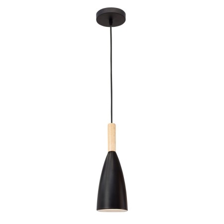 Piękna lampa Luces Exclusivas MORENO LE42106 - kolor lampy - czarny/naturalne drewno, materiał - aluminium