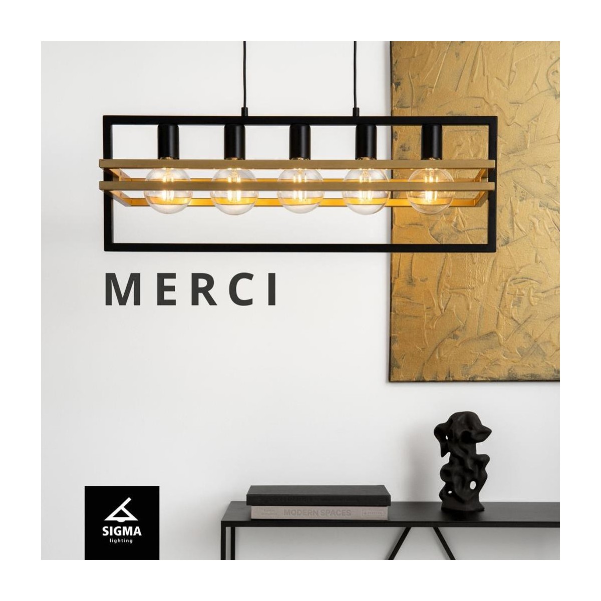Sigma MERCI SIG32395 lampa wisząca kolor czarny_złoty