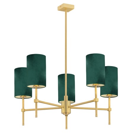 żyrandol 5 pł. ABRUZZO kolor zielony, mosiądz szczotkowany