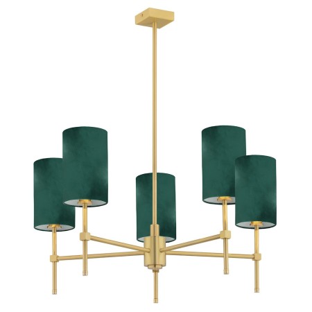 żyrandol 5 pł. ABRUZZO kolor zielony, mosiądz szczotkowany