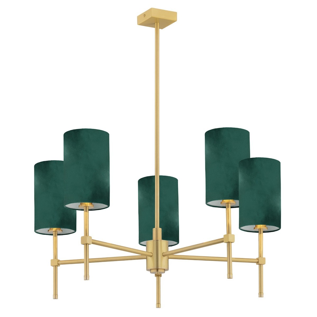 żyrandol 5 pł. ABRUZZO kolor zielony, mosiądz szczotkowany