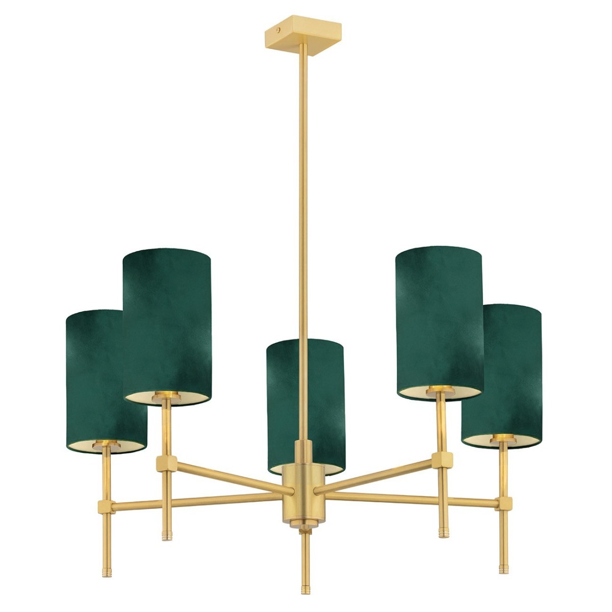 żyrandol 5 pł. ABRUZZO kolor zielony, mosiądz szczotkowany