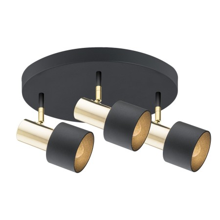 plafon 3 pł. DORIA kolor czarny struktura, el, mosiądzowane