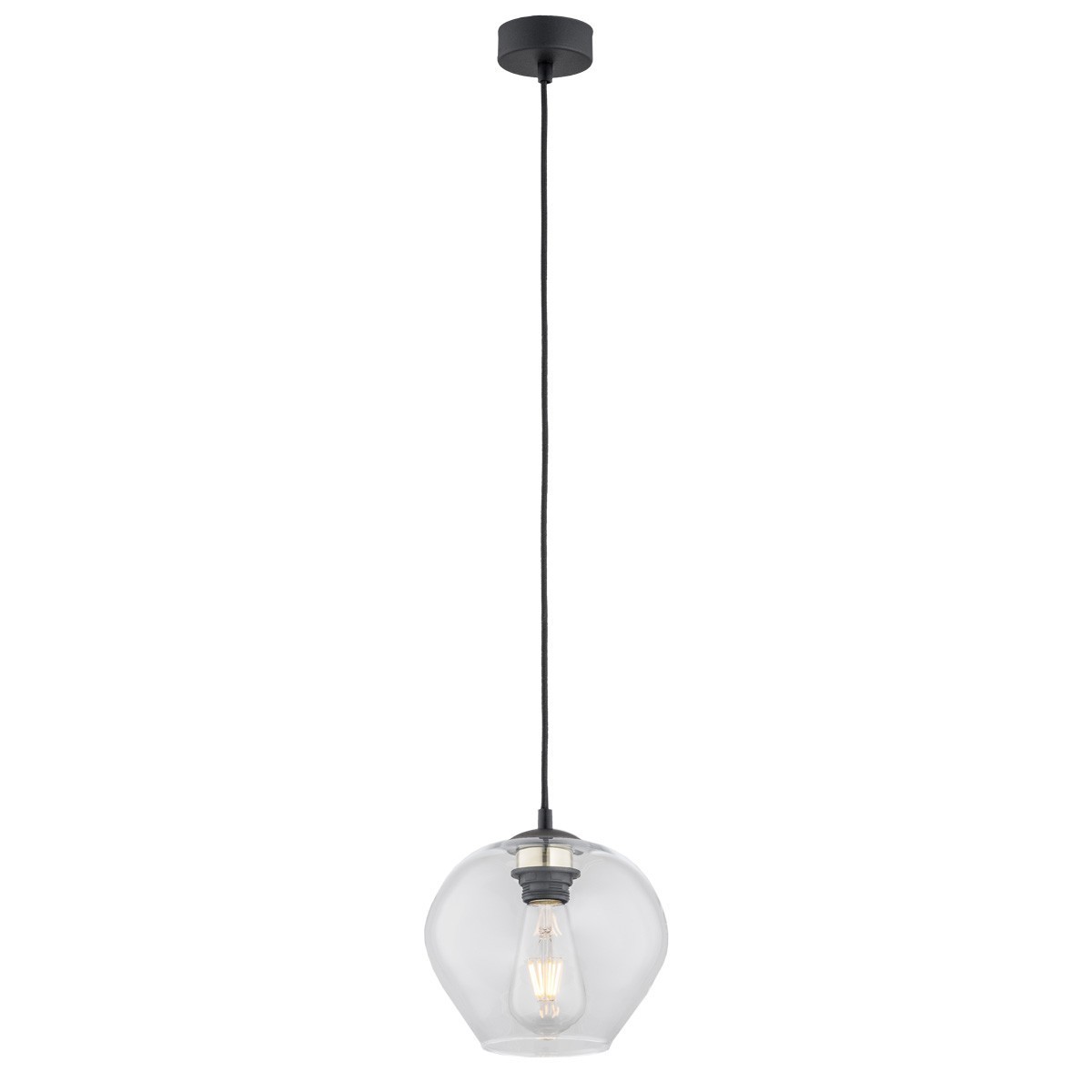 lampa wisząca 1 pł. mniejsza KALIMERA kolor transparentny, czarny mat
