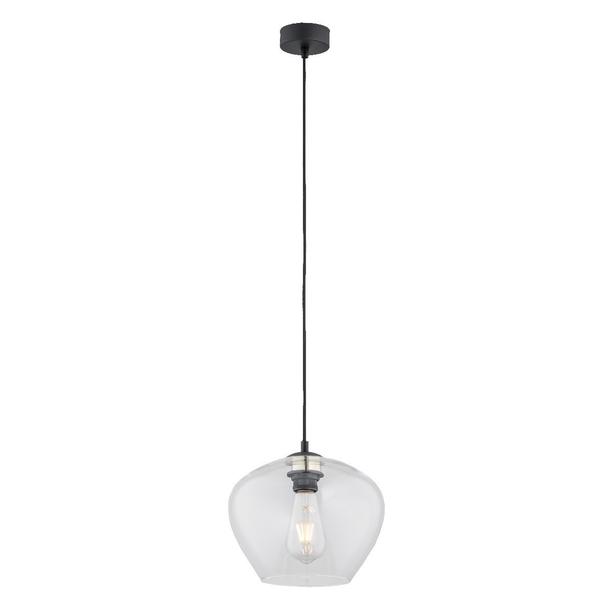 lampa wisząca 1 pł. większa KALIMERA kolor transparentny, czarny mat
