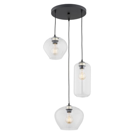 lampa wisząca 3 pł.  KALIMERA kolor transparentny, czarny mat