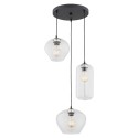 lampa wisząca 3 pł.  KALIMERA kolor transparentny, czarny mat