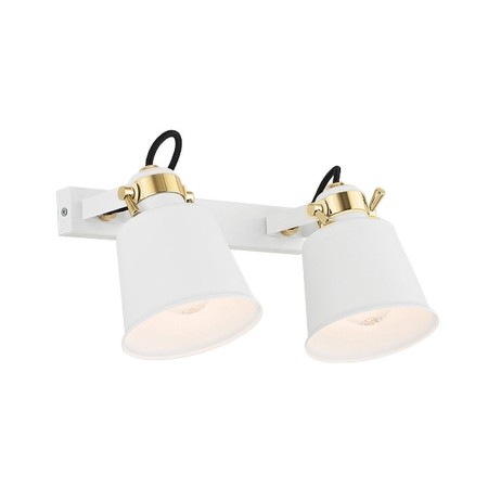 kinkiet 2 pł.  KONGO  kolor biały struktura, el. mosiądzowane