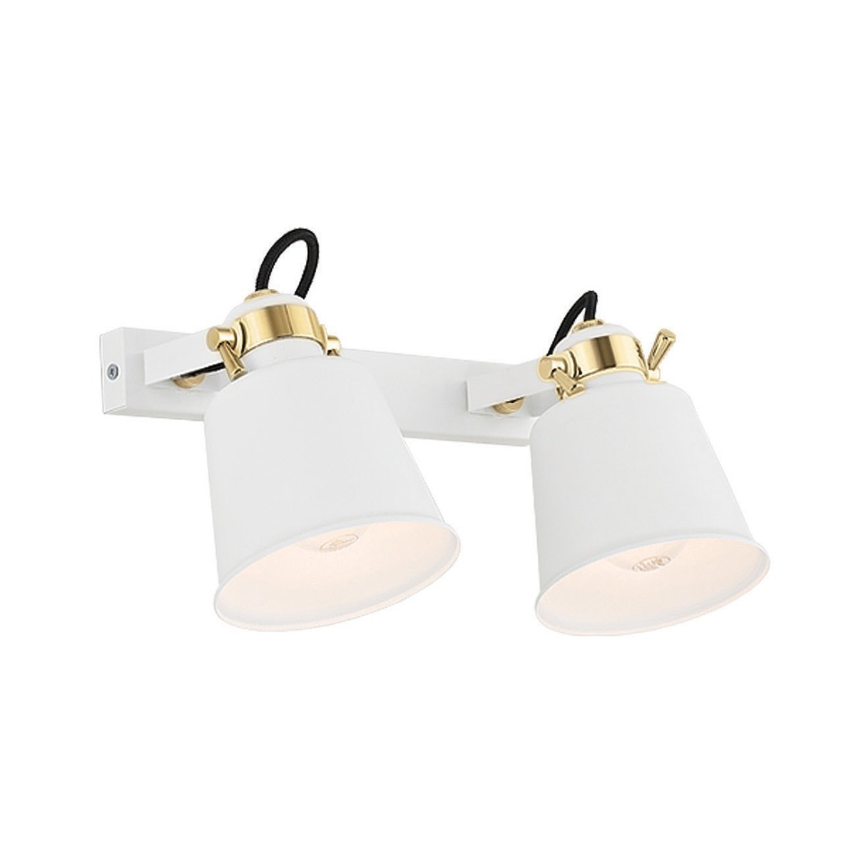 kinkiet 2 pł.  KONGO  kolor biały struktura, el. mosiądzowane