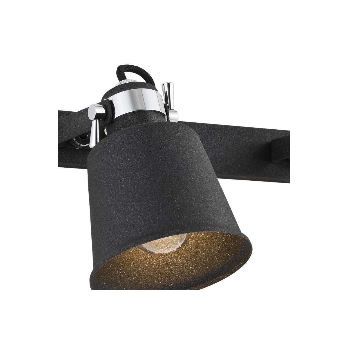 kinkiet 2 pł.  KONGO  kolor czarny struktura, el. chromowane