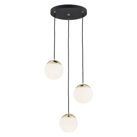 lampa wisząca 3 pł. LIVIA kolor opal mat, czarny struktura, mosiądz