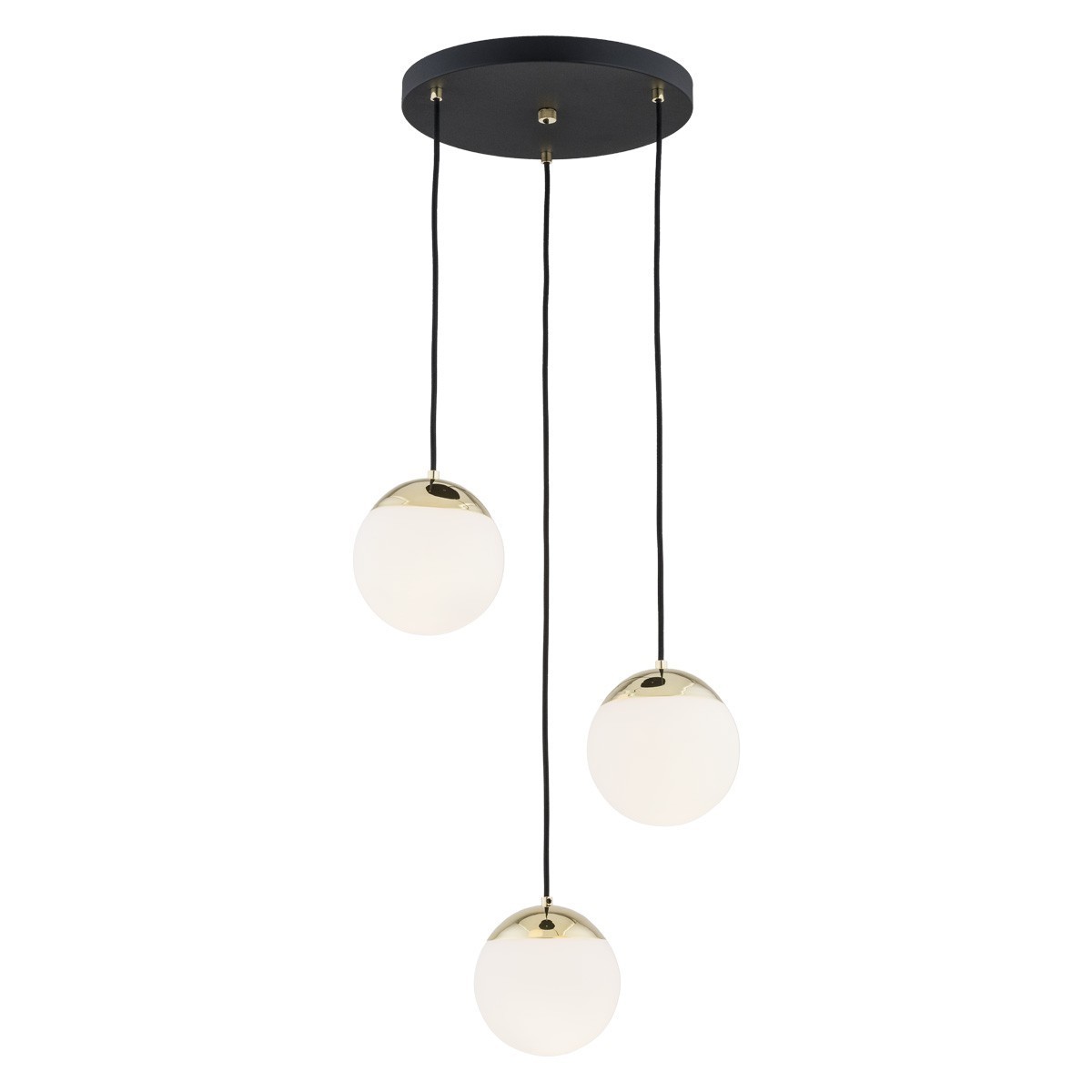 lampa wisząca 3 pł. LIVIA kolor opal mat, czarny struktura, mosiądz