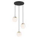lampa wisząca 3 pł. LIVIA kolor opal mat, czarny struktura, mosiądz