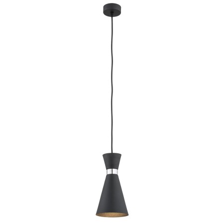 lampa wisząca 1 pł. LUKKA kolor czarny struktura, el. chromowane