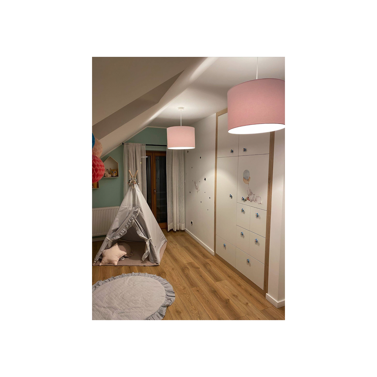 lampa wisząca 1 pł. MAGIC kolor róż, el. chromowane