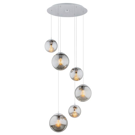 lampa wisząca 6 pł. na okrągłej podsufitce OPTICA kolor lister grafit, chrom