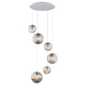 lampa wisząca 6 pł. na okrągłej podsufitce OPTICA kolor lister grafit, chrom