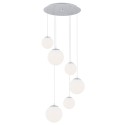 lampa wisząca 6 pł. na okrągłej podsufitce OPTICA kolor opal, chrom
