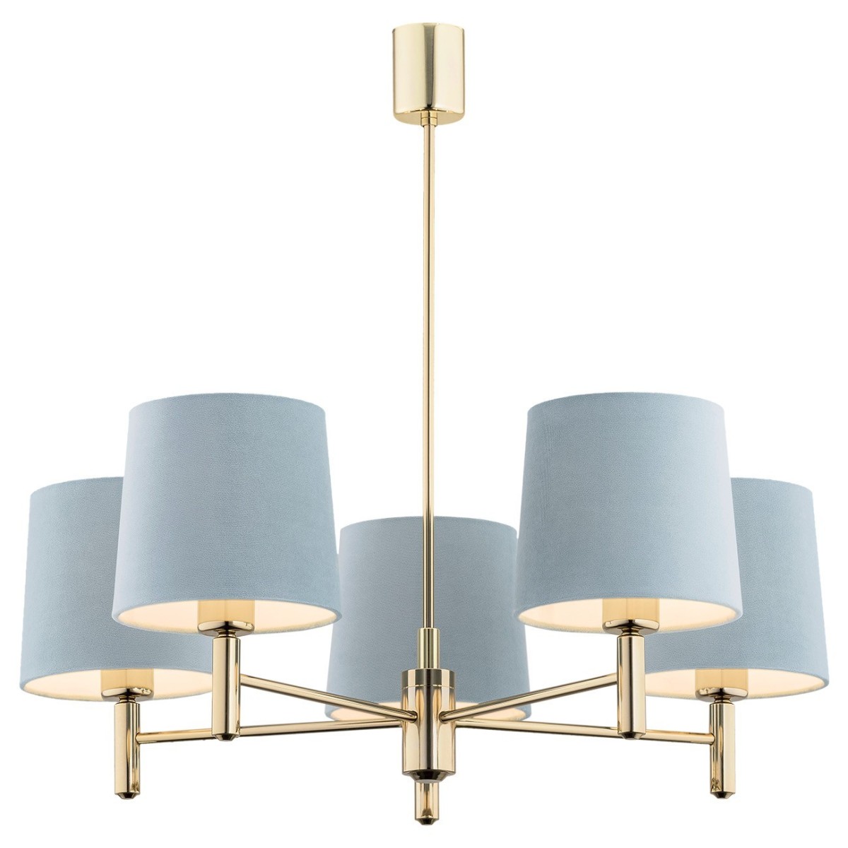 lampa wisząca 5 pł. PONTE kolor błękit, ciemny mosiądz