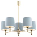 lampa wisząca 5 pł. PONTE kolor błękit, ciemny mosiądz