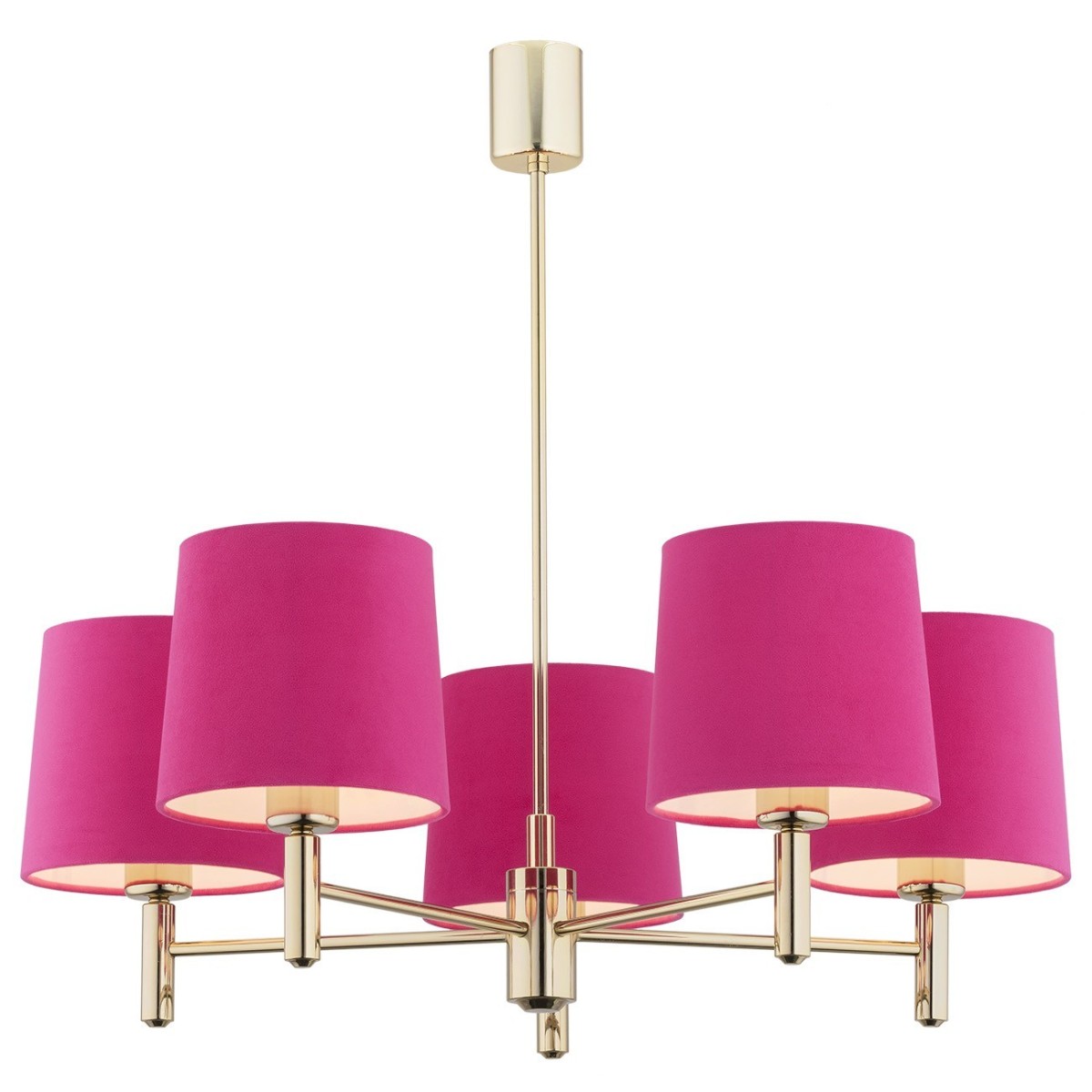 lampa wisząca 5 pł. PONTE kolor różowy, ciemny mosiądz