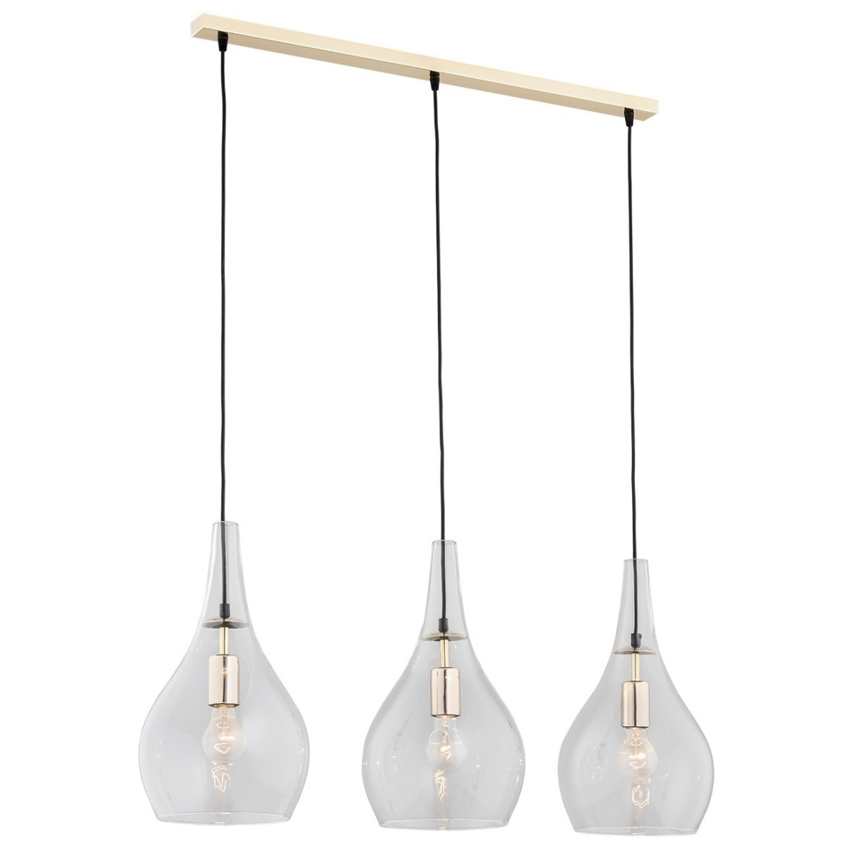 lampa wisząca 3 pł SANTANA kolor transparentny, mosiądz