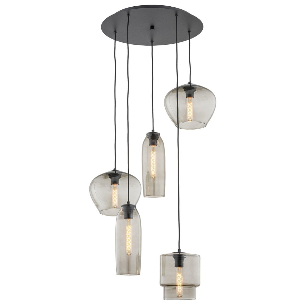 lampa wisząca 5 pł. SERAFINO kolor dymny, czarny mat