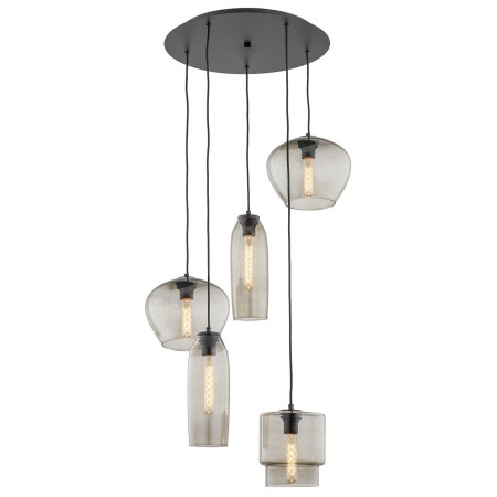 lampa wisząca 5 pł. SERAFINO kolor dymny, czarny mat