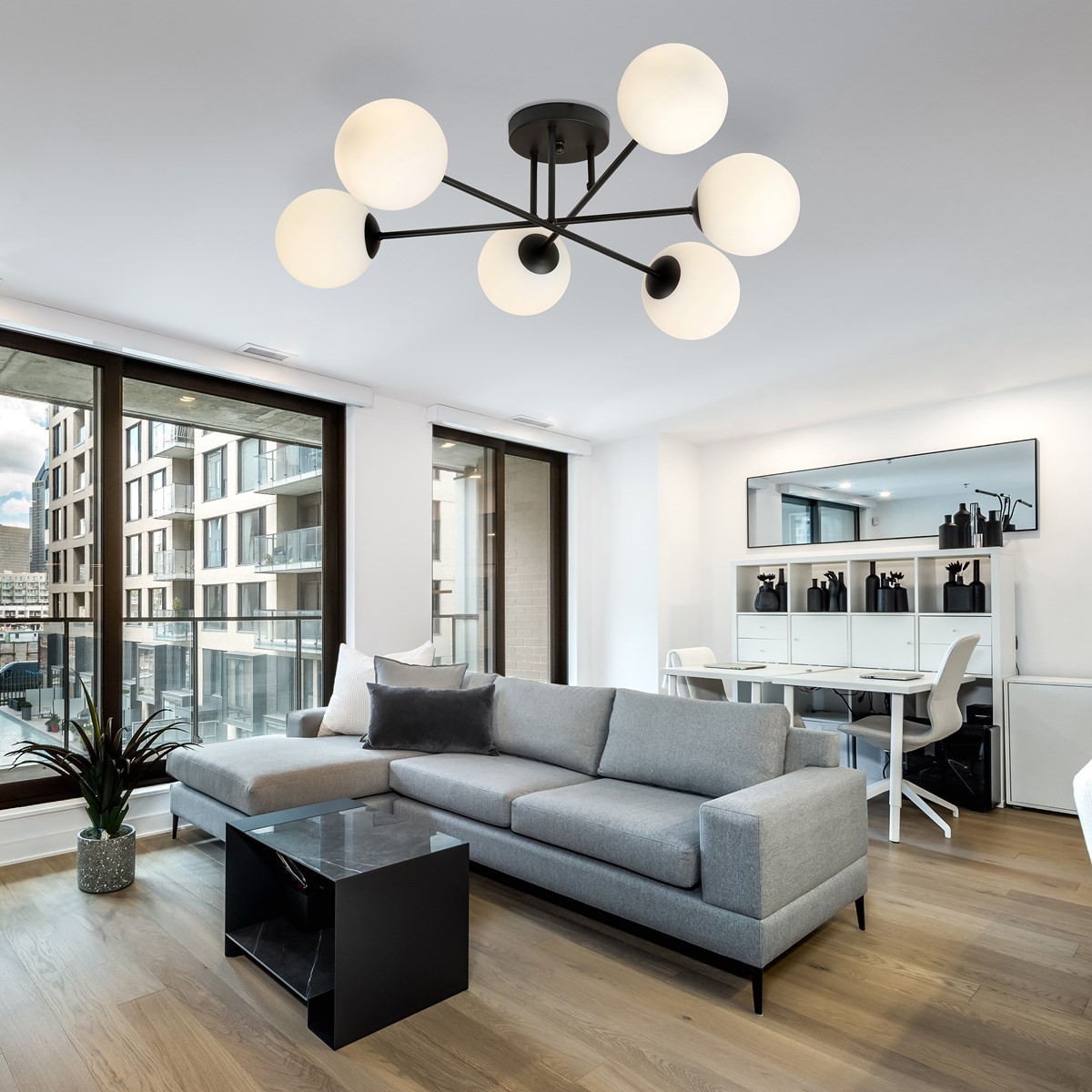 biała Lampa sufitowa ROMA 6 BL OPAL polska produkcja