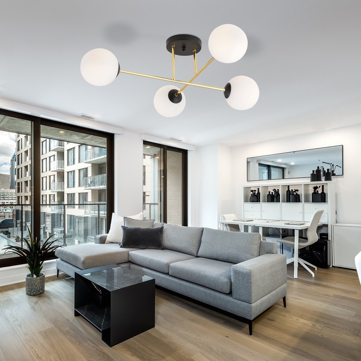 biała Lampa sufitowa MAGNUM 4 BL OPAL polska produkcja