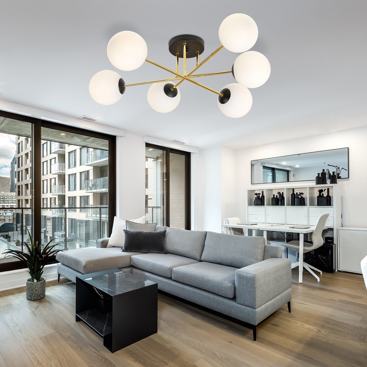 biała Lampa sufitowa MAGNUM 6 BL OPAL polska produkcja