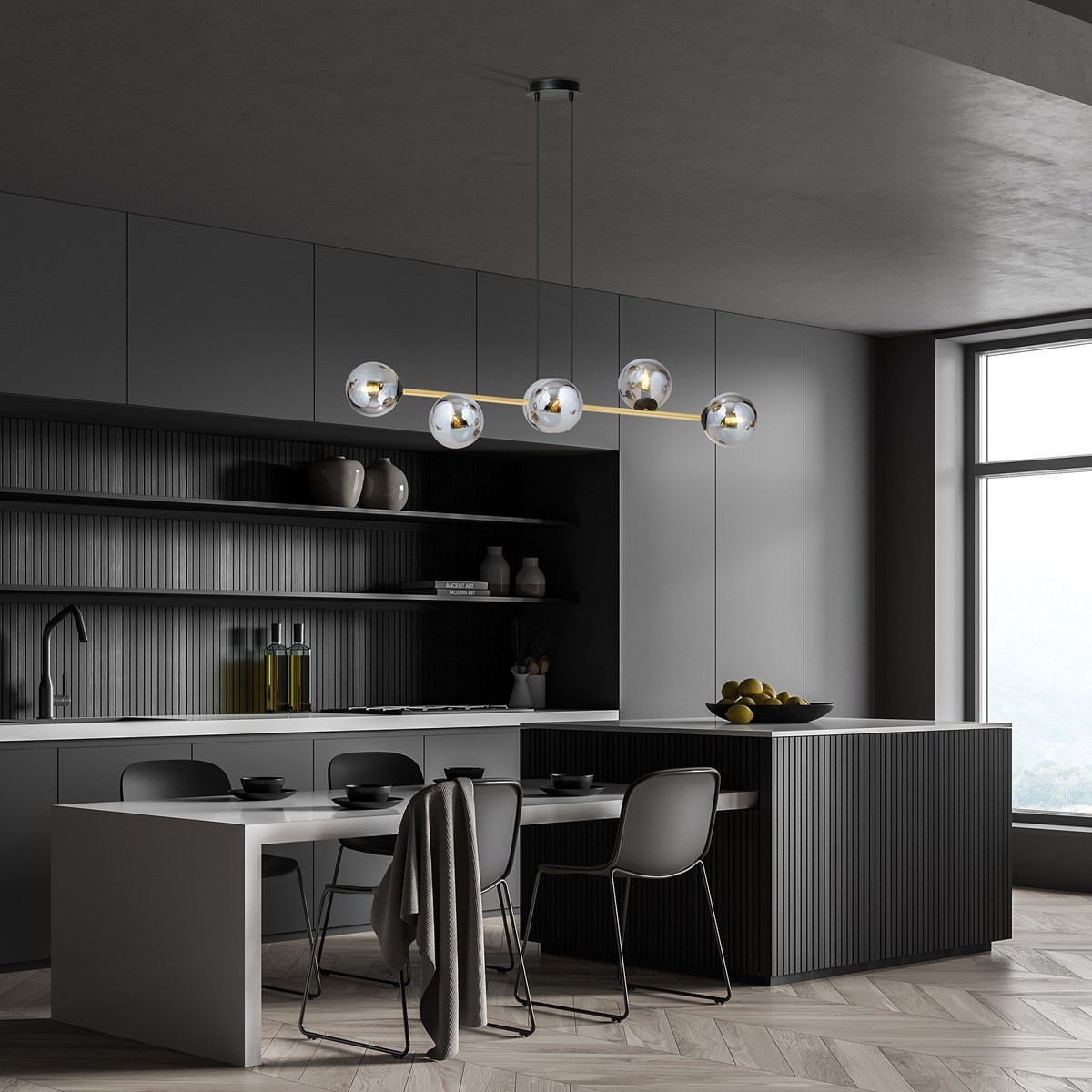 grafitowa Lampa wisząca GRAVITY 6 BL GRAFIT polska produkcja