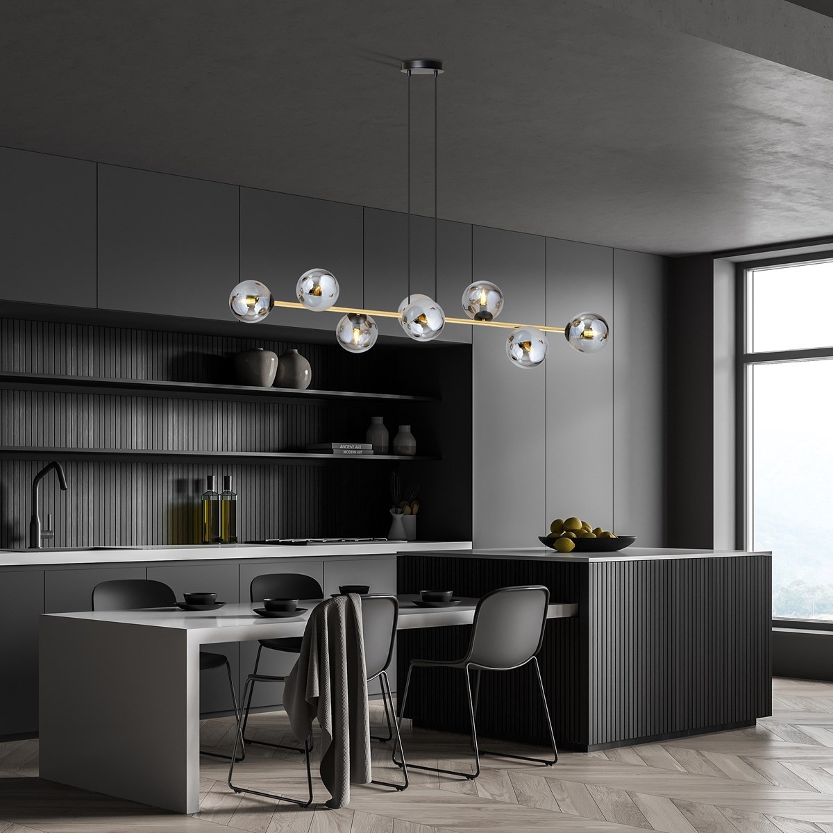 grafitowa Lampa wisząca GRAVITY 8 BL GRAFIT polska produkcja