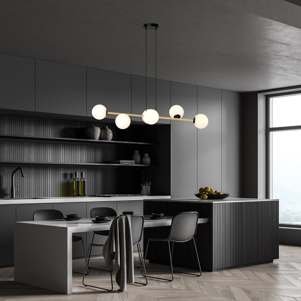 biała Lampa wisząca GRAVITY 6 BL OPAL polska produkcja