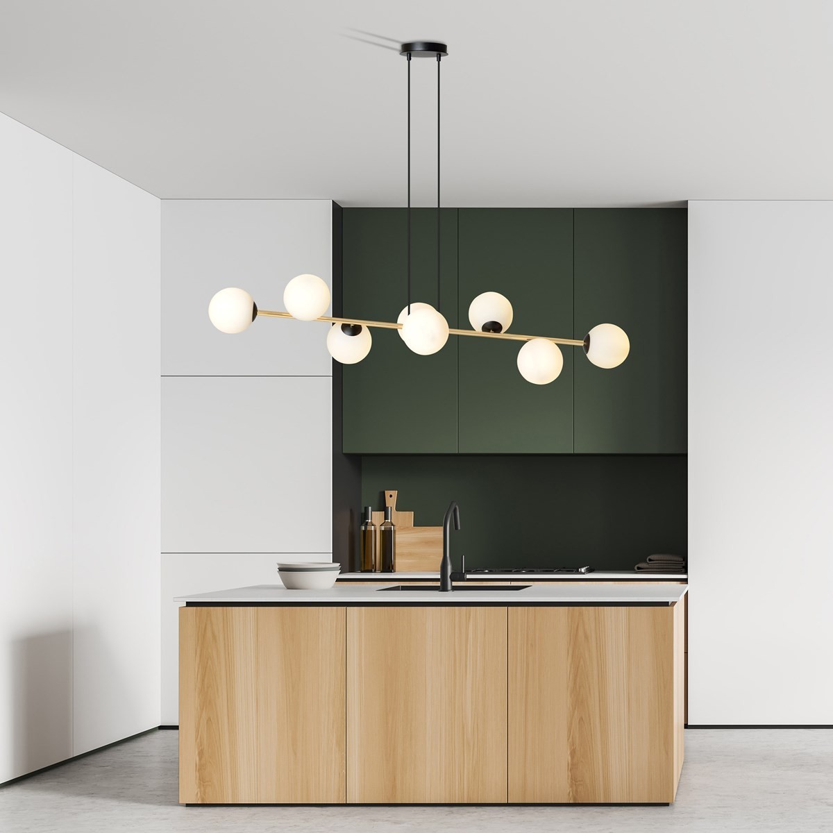 biała Lampa wisząca GRAVITY 8 BL OPAL polska produkcja