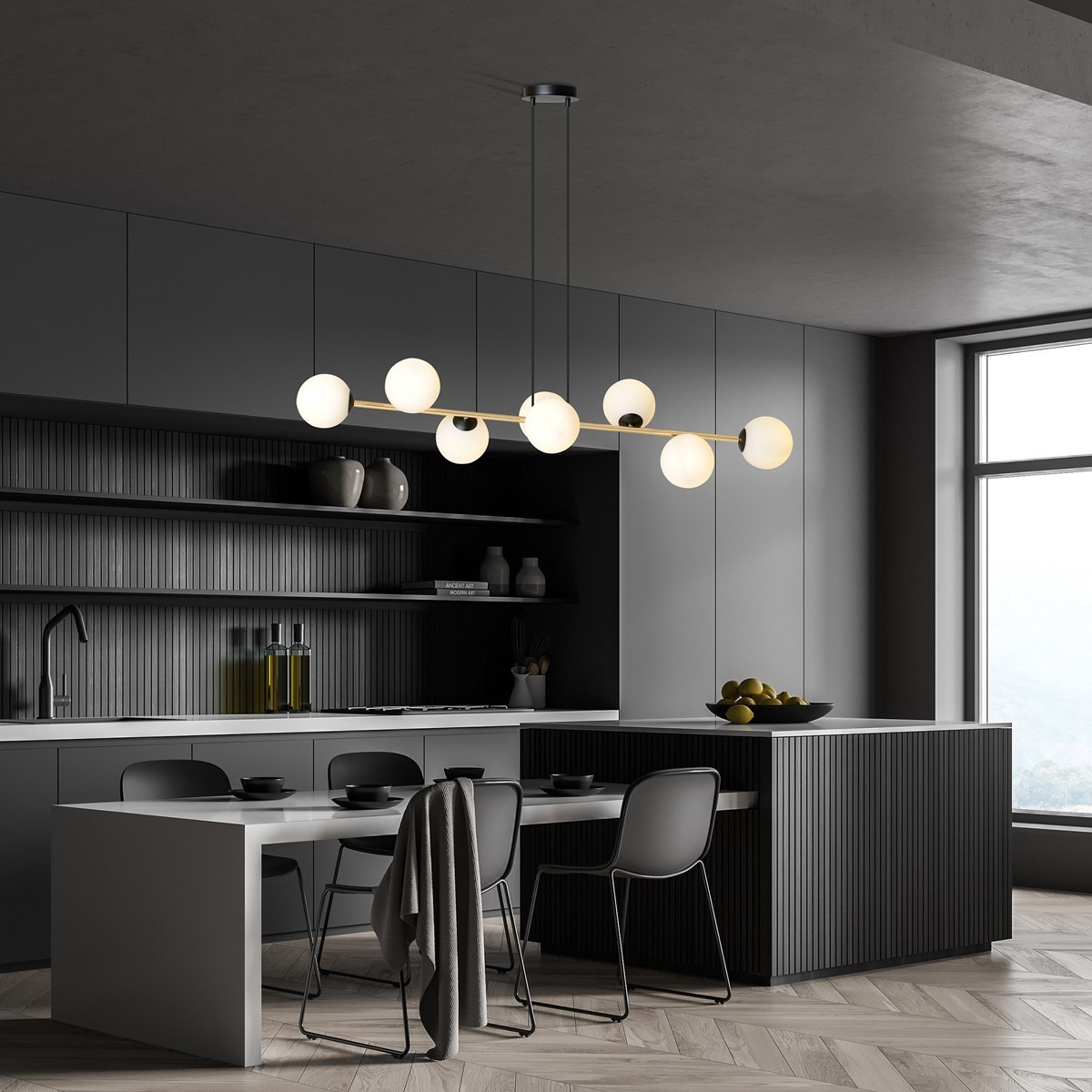 biała Lampa wisząca GRAVITY 8 BL OPAL polska produkcja