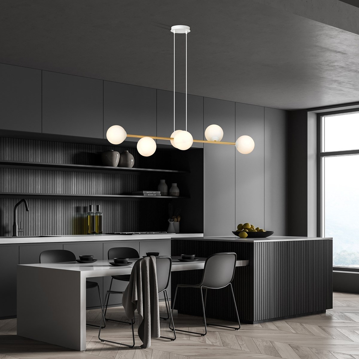 biała Lampa wisząca GRAVITY 6 WH GOLD polska produkcja