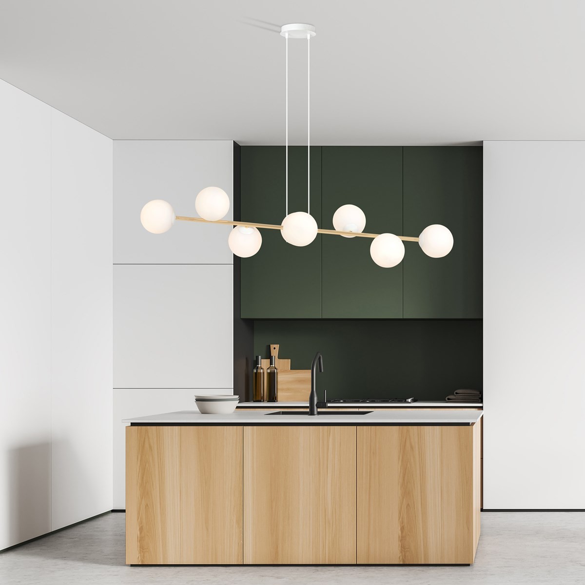 biała Lampa wisząca GRAVITY 8 WH GOLD polska produkcja